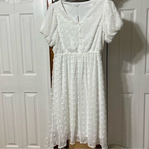 NWT BALTIC BORN MILA WHITE SWISS DOT DRESS XL